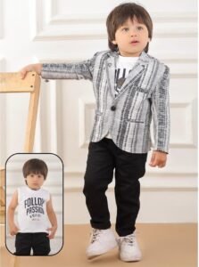 Grey Stripe Blazer Set