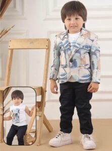 Multicolor Abstract Blazer Set